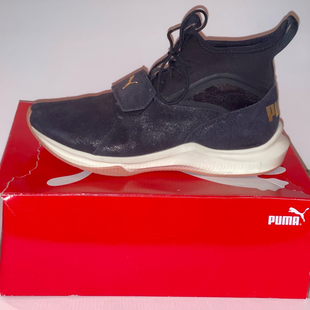 PUMA Women’s Black and Gold Sneakers
